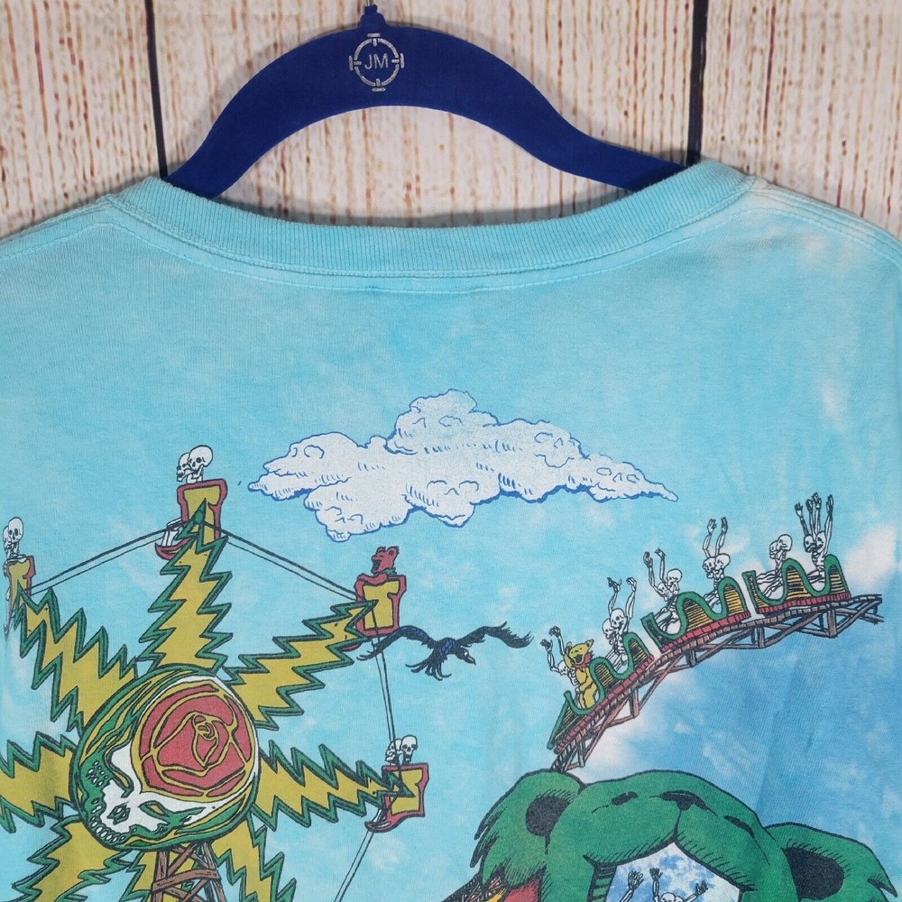 Rare 1993 Grateful Dead Roller Coaster Carnival Tye Dye Liquid Blue L Shirt EUC - Picture 8 of 10